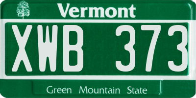 VT license plate XWB373