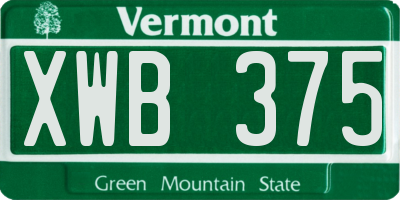 VT license plate XWB375