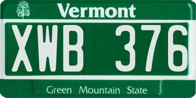 VT license plate XWB376
