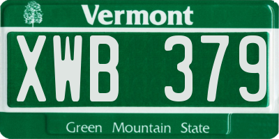 VT license plate XWB379