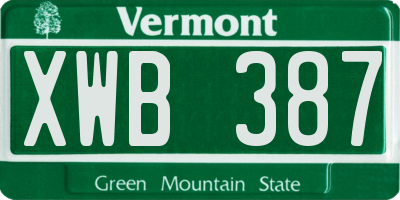 VT license plate XWB387