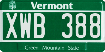 VT license plate XWB388