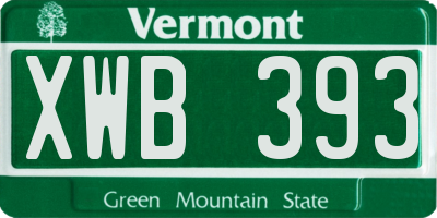 VT license plate XWB393