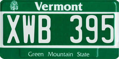 VT license plate XWB395