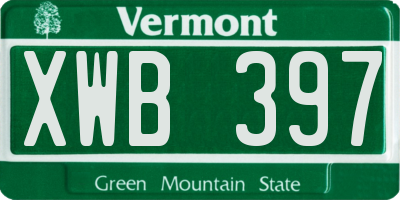 VT license plate XWB397