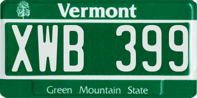 VT license plate XWB399