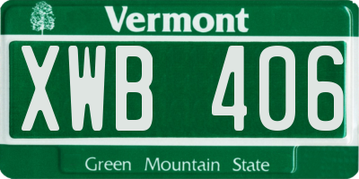 VT license plate XWB406