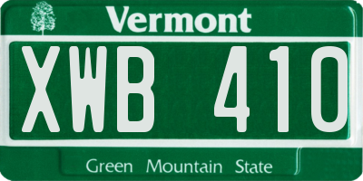 VT license plate XWB410