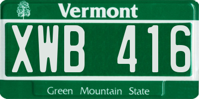 VT license plate XWB416