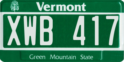 VT license plate XWB417