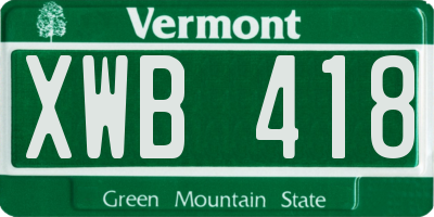 VT license plate XWB418