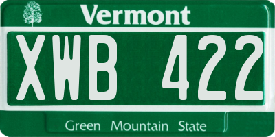 VT license plate XWB422