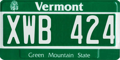 VT license plate XWB424
