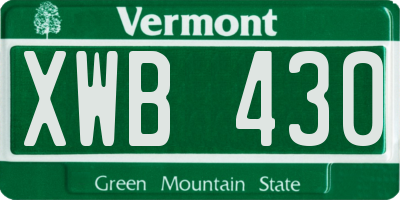 VT license plate XWB430