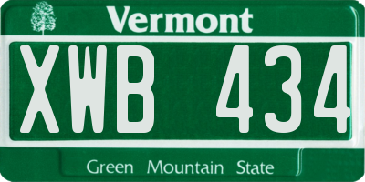 VT license plate XWB434
