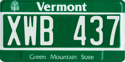 VT license plate XWB437