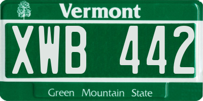 VT license plate XWB442