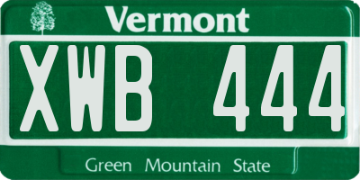 VT license plate XWB444