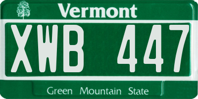 VT license plate XWB447
