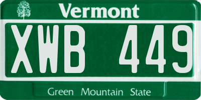 VT license plate XWB449