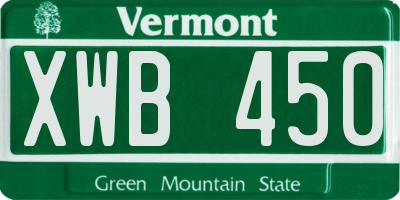 VT license plate XWB450
