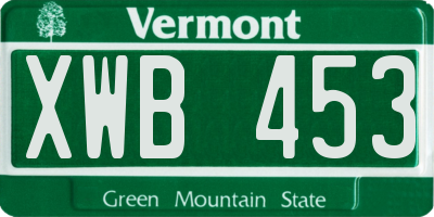 VT license plate XWB453