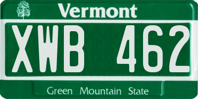 VT license plate XWB462