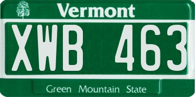 VT license plate XWB463