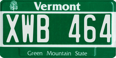 VT license plate XWB464