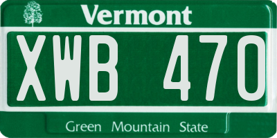 VT license plate XWB470