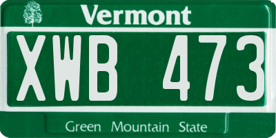 VT license plate XWB473