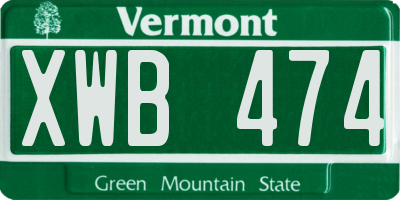 VT license plate XWB474