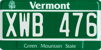 VT license plate XWB476