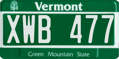 VT license plate XWB477