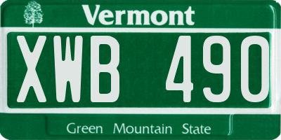 VT license plate XWB490