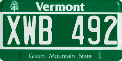 VT license plate XWB492