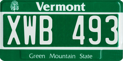VT license plate XWB493