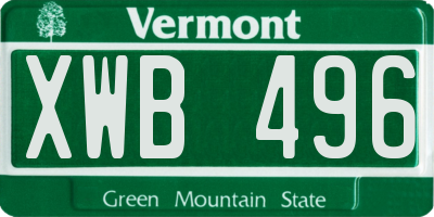VT license plate XWB496