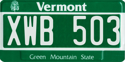 VT license plate XWB503