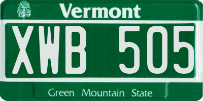 VT license plate XWB505