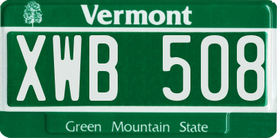 VT license plate XWB508