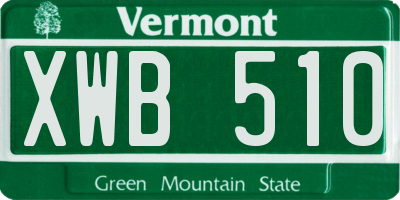 VT license plate XWB510