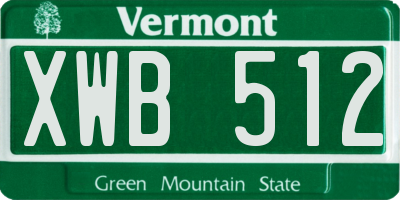 VT license plate XWB512