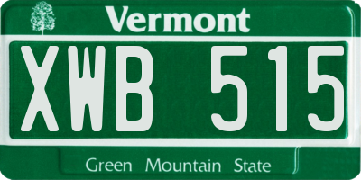 VT license plate XWB515