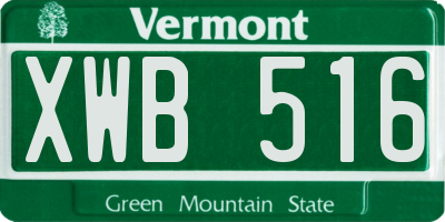VT license plate XWB516