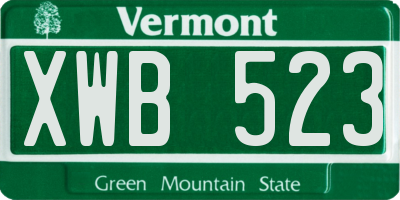 VT license plate XWB523