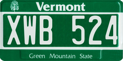 VT license plate XWB524