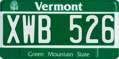VT license plate XWB526