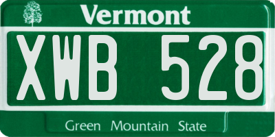 VT license plate XWB528