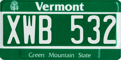 VT license plate XWB532